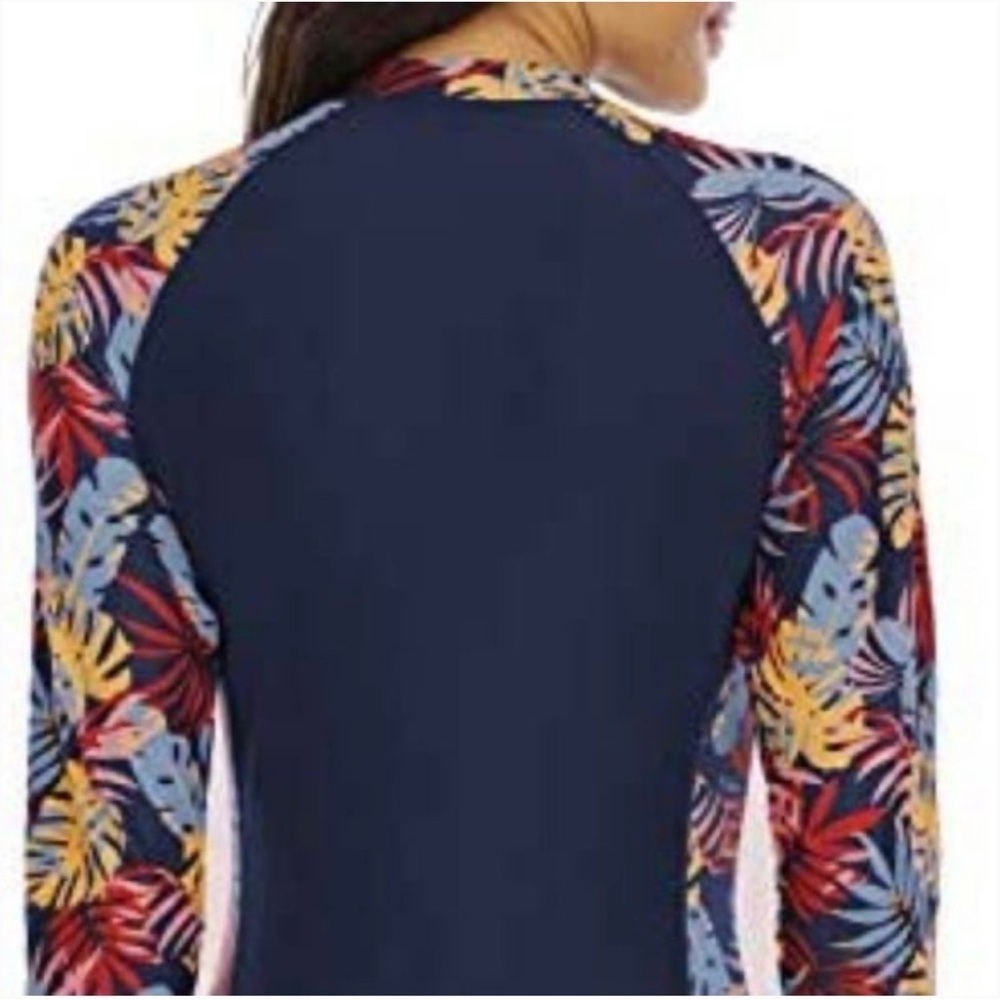 Halcurt Women's Navy Floral Long Sleeve Swimsuit # A-2 - Picture 7 of 15